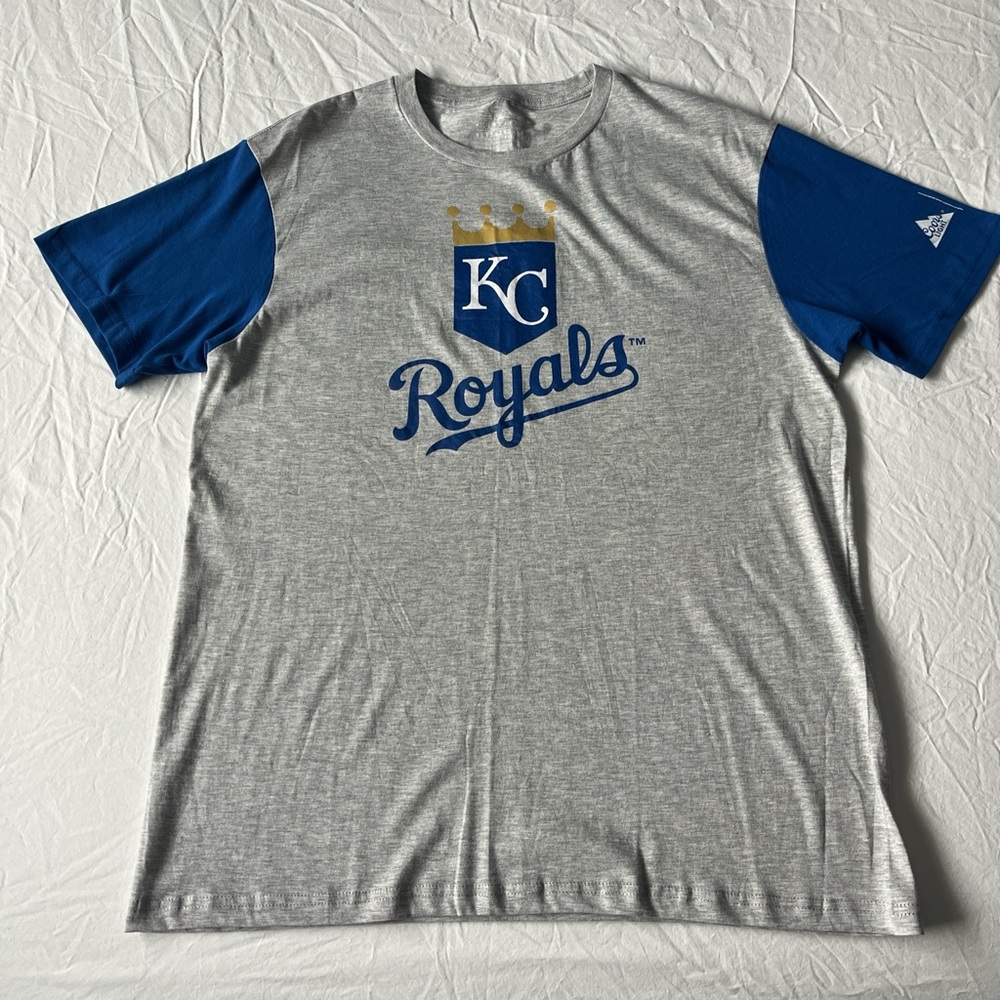 MLB Gray and Blue Royals Short Sleeve Tee